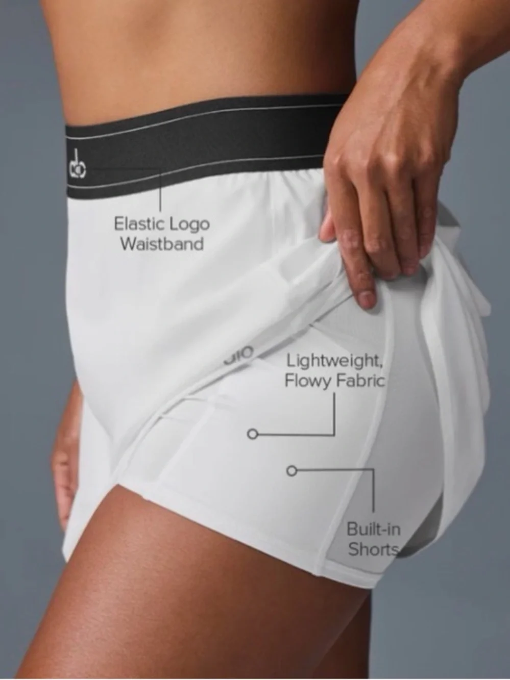 ALO Yoga White Flared Match Point Tennis Skirt